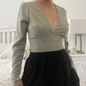 Green Top with Polka Dots